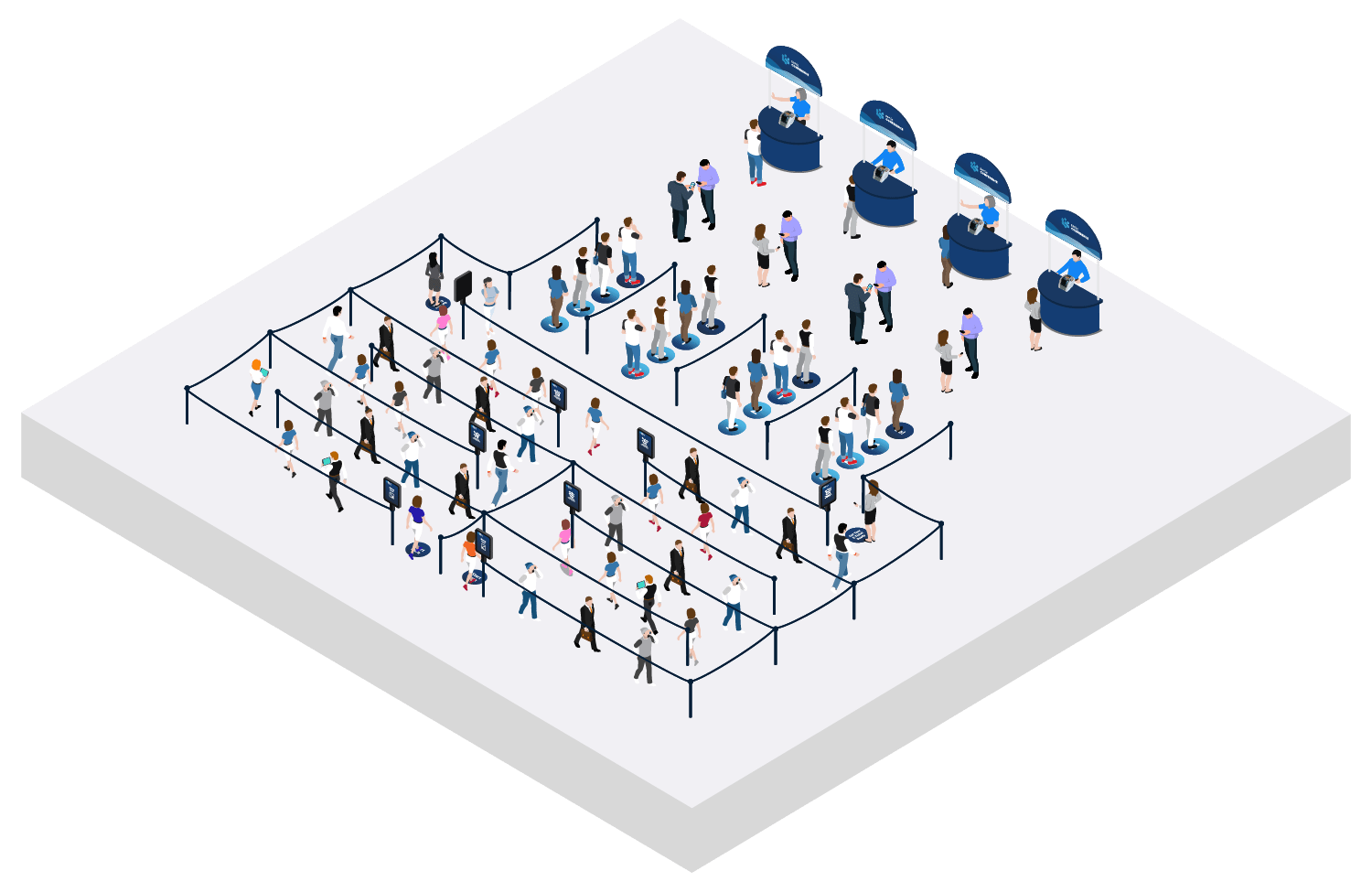Event Check-in 3D Layout Mockup for Enterprise Customers_With People